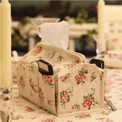 Flowers Pattern Tissue Linen Fabric Tissue Case