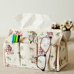 Flowers Pattern Tissue Linen Fabric Tissue Case