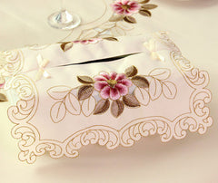 European Garden Embroidery Tissue Box Cover