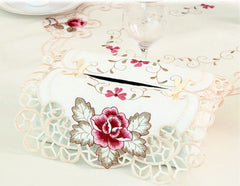 European Garden Embroidery Tissue Box Cover