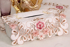 European Garden Embroidery Tissue Box Cover