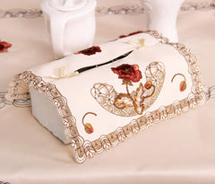 European Garden Embroidery Tissue Box Cover