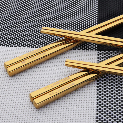 Reusable Titanium Plating Gold Chopsticks