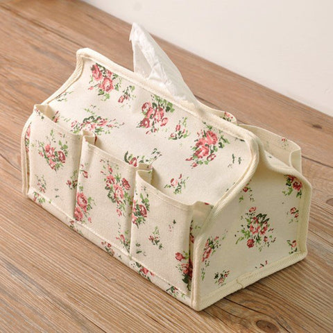 Flowers Pattern Tissue Linen Fabric Tissue Case